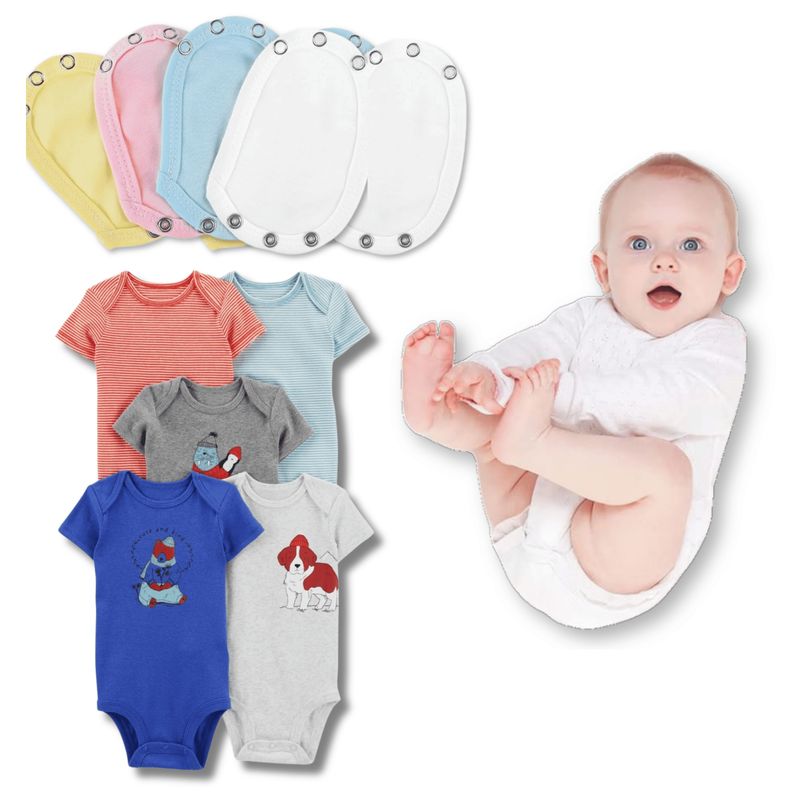 TEDMIMAK - Pack 5 Unidades Extensor Body Bebé +Pack 5 Bodys Niño Azul Marinero