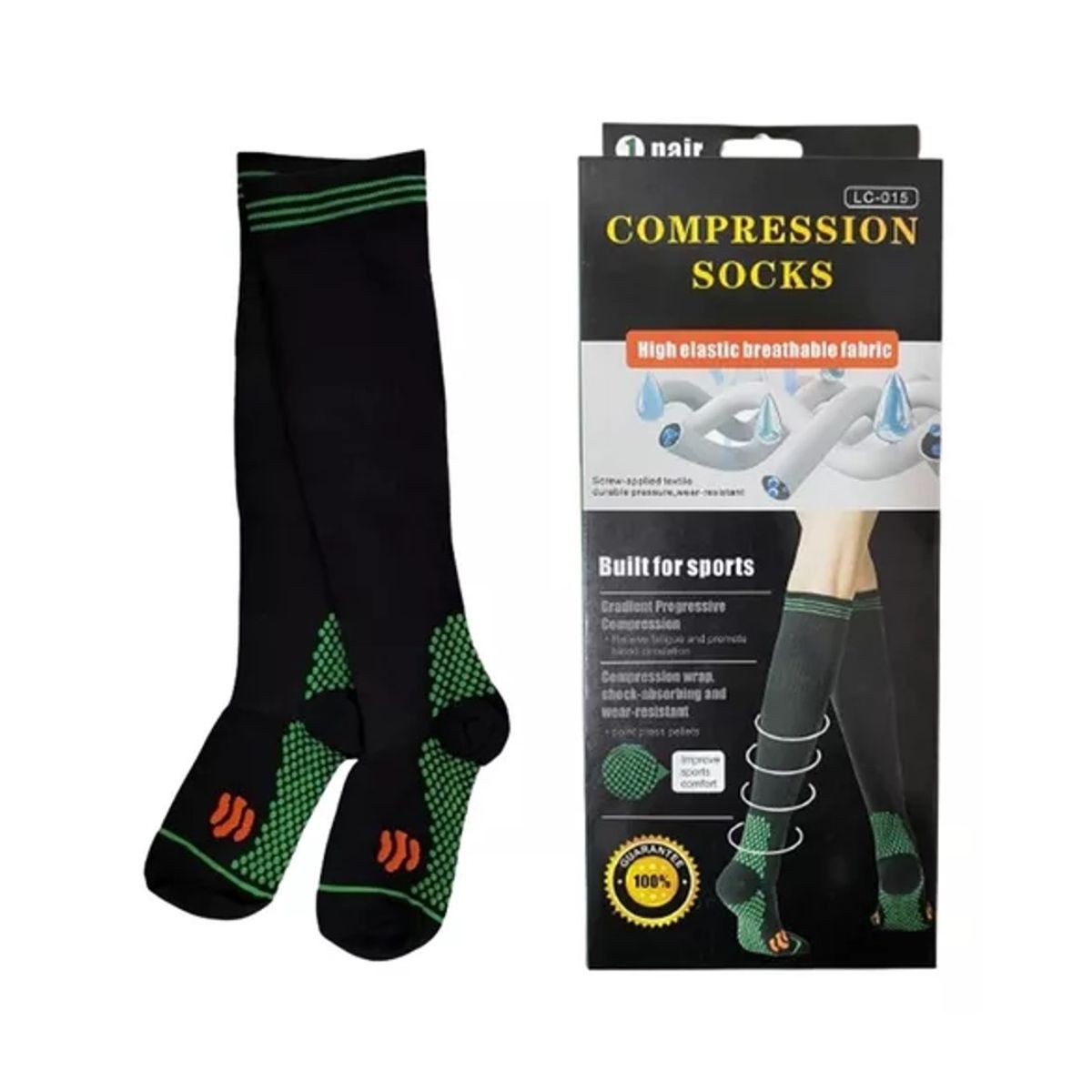 GENERICO - Par De Media De Compresión Deportiva AntiVarices