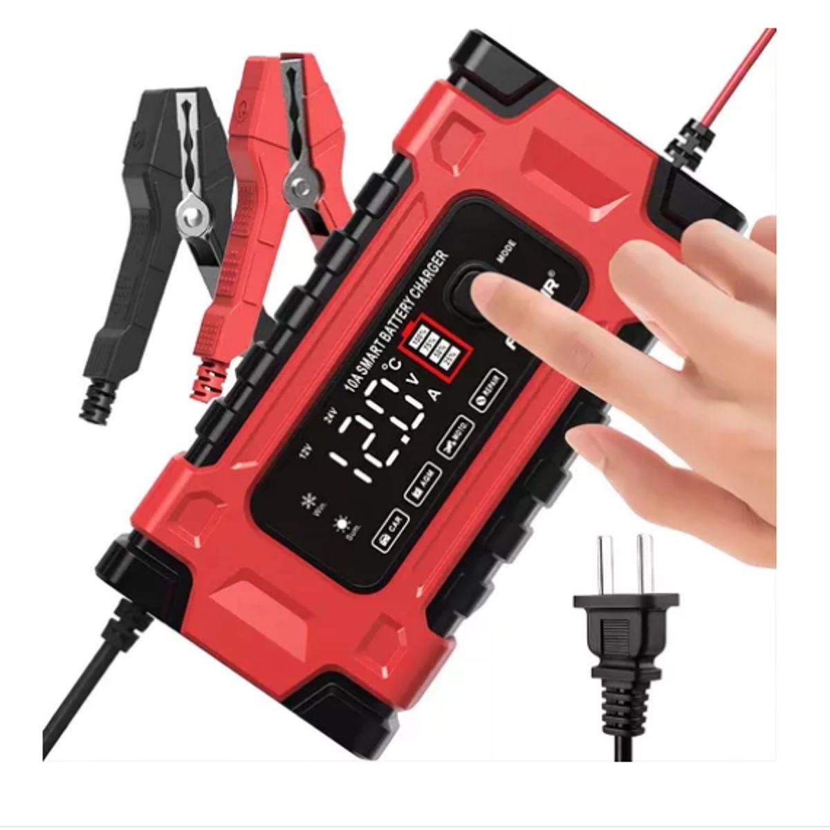 GENERICO - 7-etapas 10a 12v 24v Cargador De Baterias Portátil Auto Moto