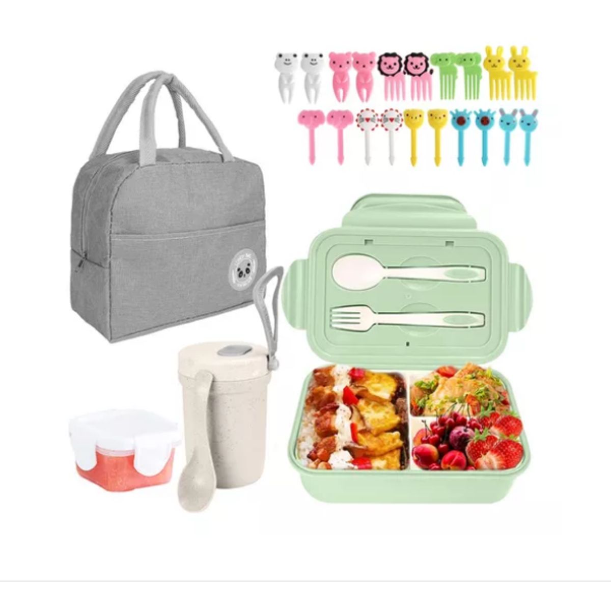 GENERICO - Bolso Lonchera Térmica Y Fiambrera Set Para Niños Adultos