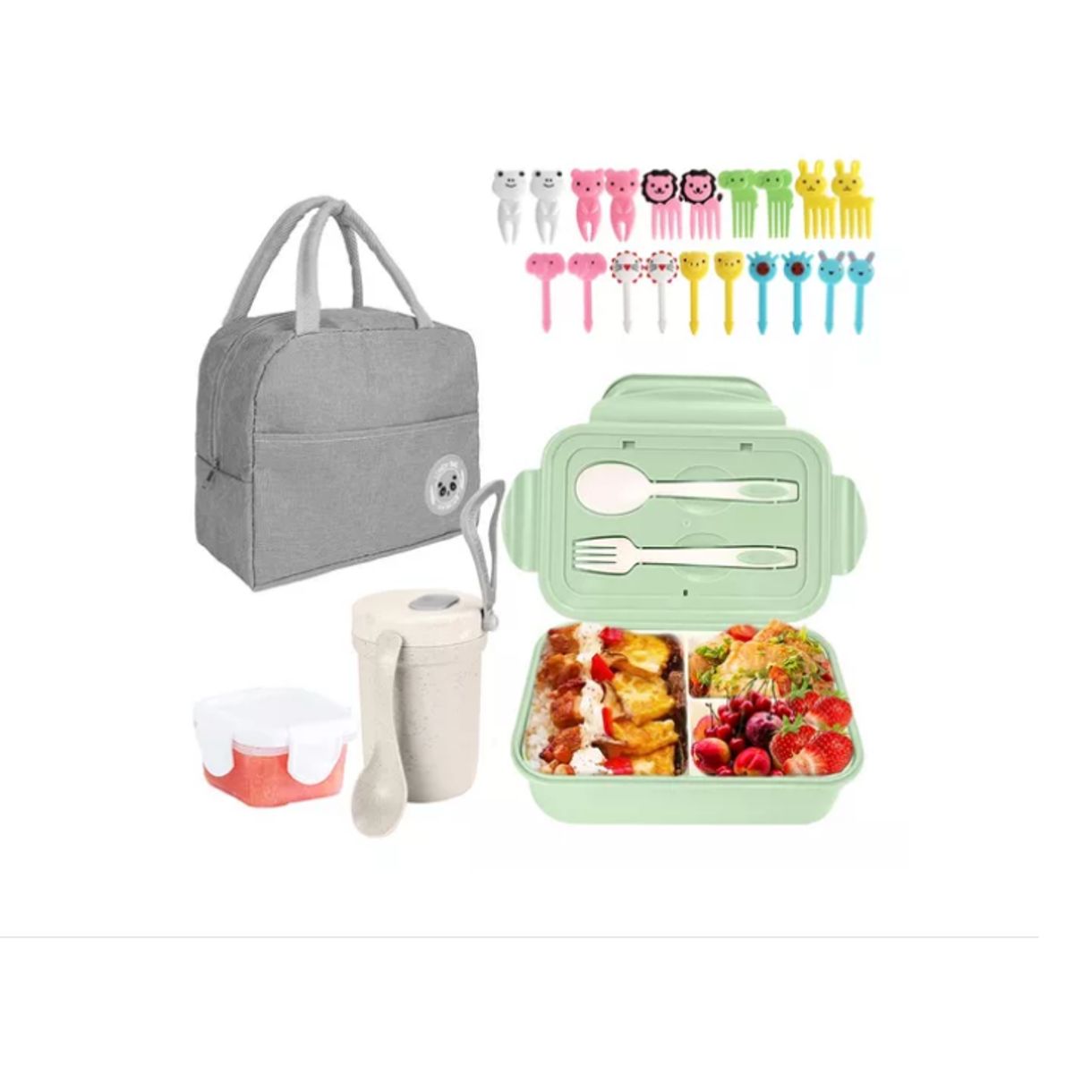 GENERICO - Bolso Lonchera Térmica Y Fiambrera Set Para Niños Adultos