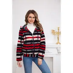 MPROPIA - Polerón Peludo Étnico Otoño Invierno Chaqueta Cierre Mujer 6079