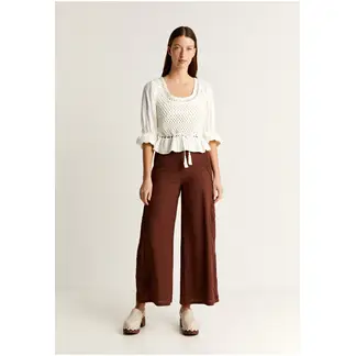 SCALPERS - Pantalón Culotte Detalle Crochet Brown