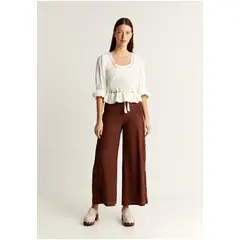 SCALPERS - Pantalón Culotte Detalle Crochet Brown