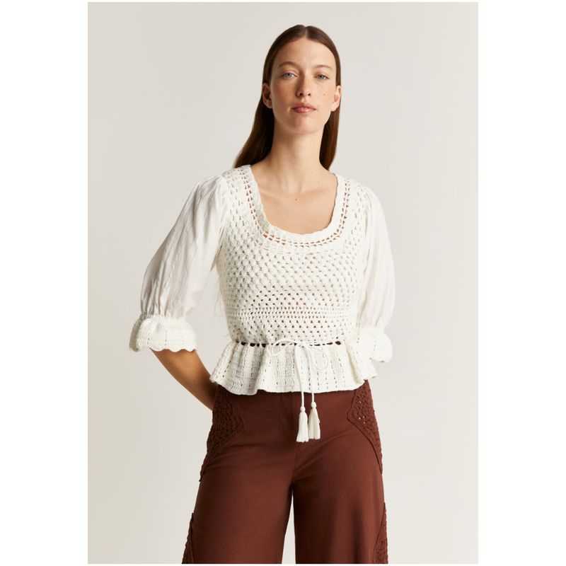 SCALPERS - Blusa Detalles Crochet White