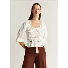 SCALPERS - Blusa Detalles Crochet White