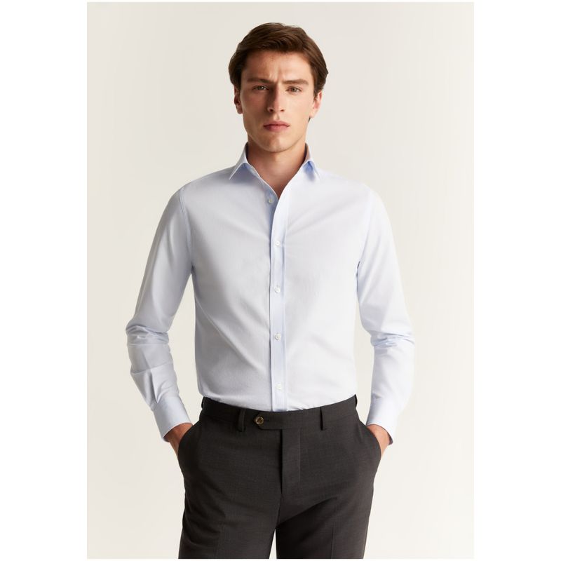 SCALPERS - Camisa Clásica Slim Fit Light Blue Stripes