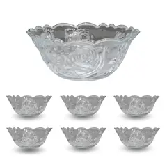 ALEPPO - Set De Postre 7 Piezas De Vidrio Bowl Diseño Vintage Vidrio