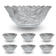 ALEPPO - Set De Postre 7 Piezas De Vidrio Bowl Diseño Vintage
