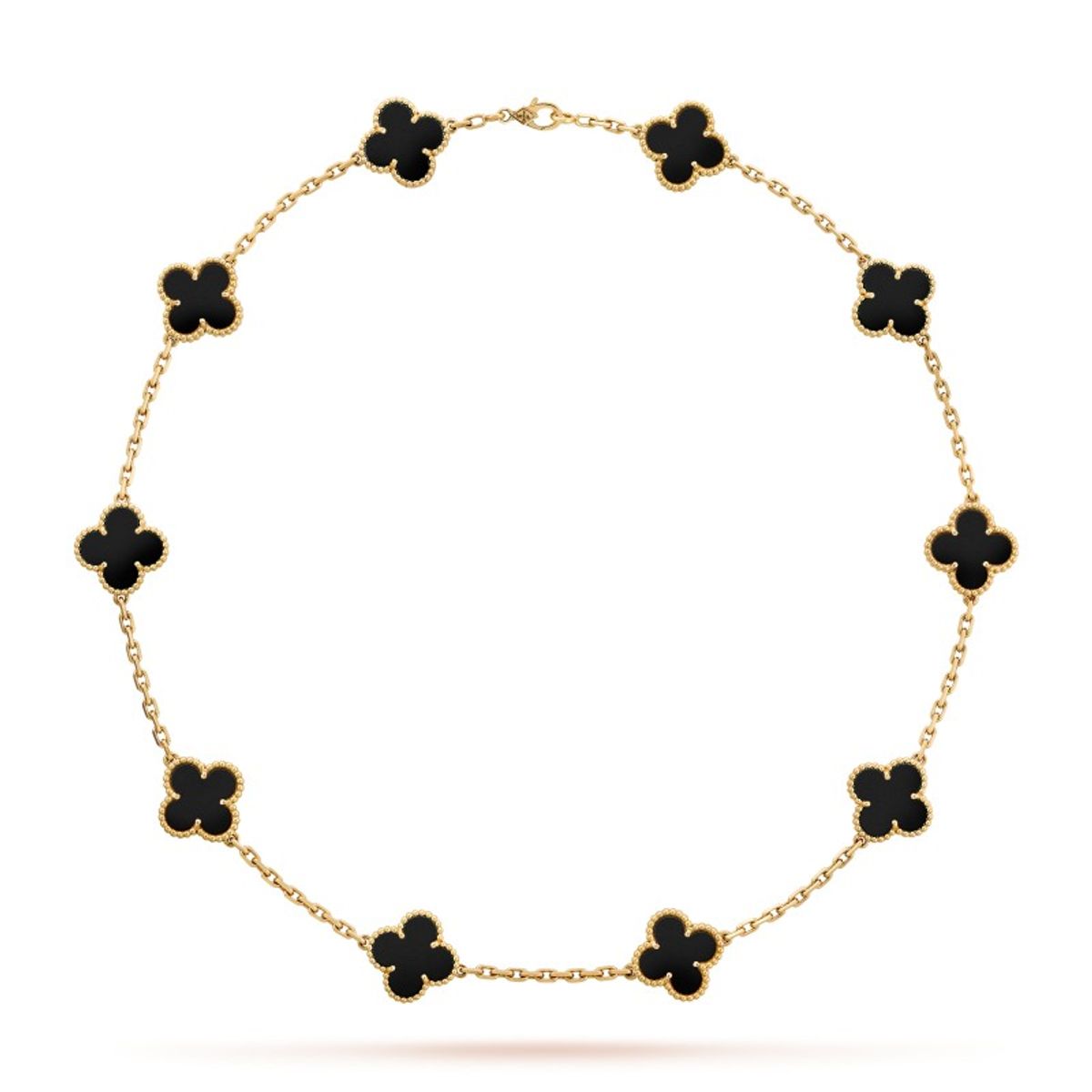 AMBAR JOYERIA - Cadena Clovers Onix Trébol Dorado