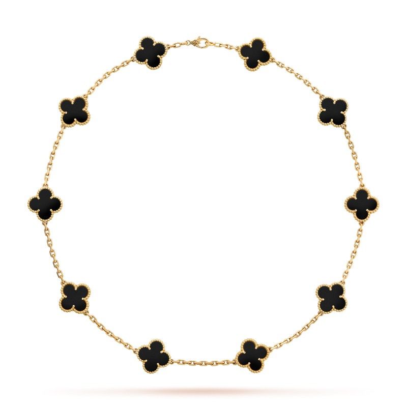 AMBAR - Cadena Clovers Onix Trébol Dorado