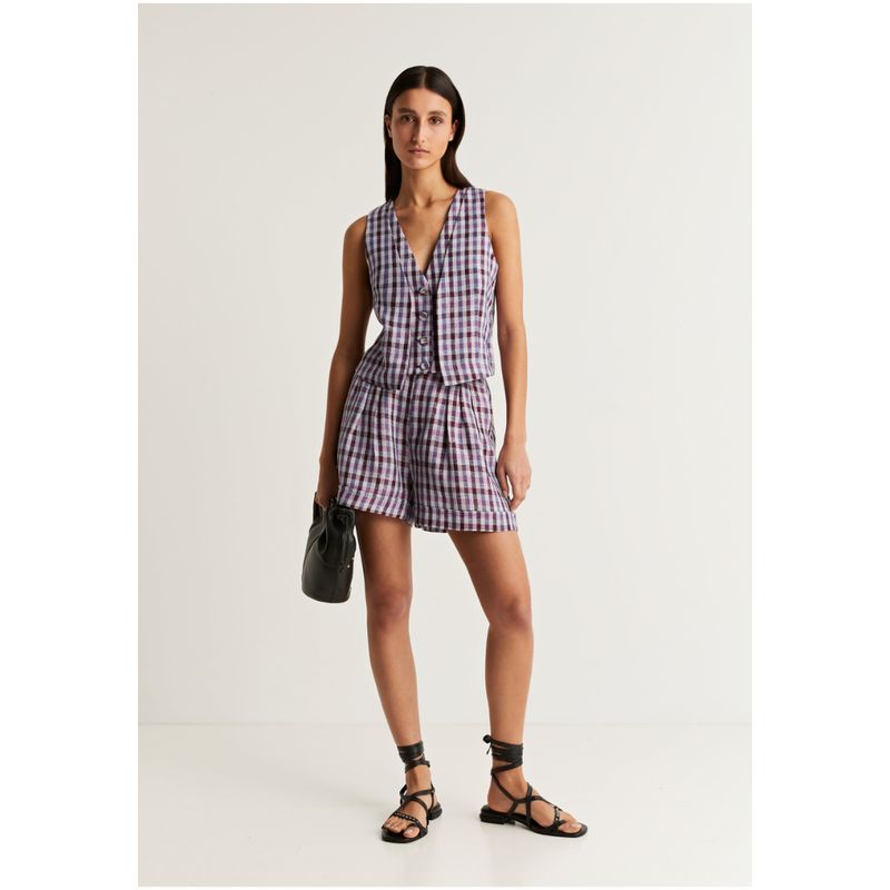 SCALPERS - Bermudas Pinzas Vichy Purple Check