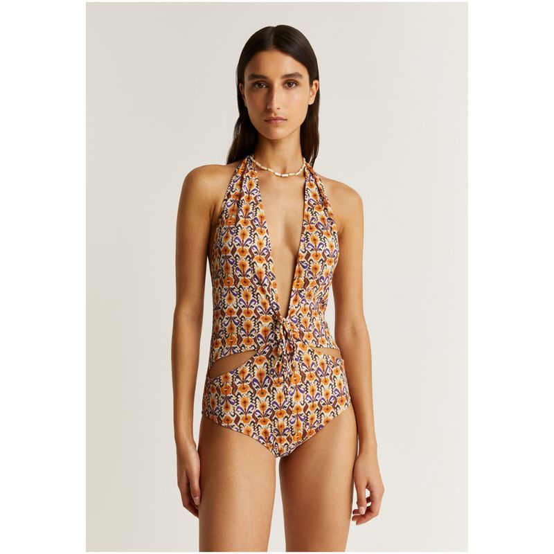 SCALPERS - Traje De Baño Print Étnico Aberturas Orange