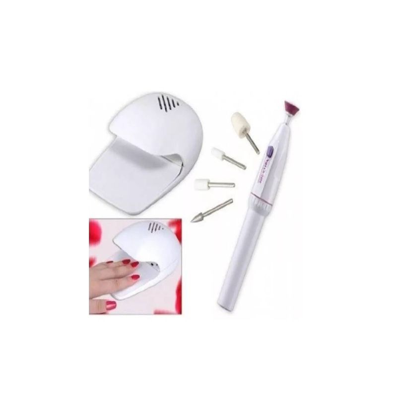 GENERICO - Kit De Esmeril Drill Incluye 5 Puntas + Secador De Uñas