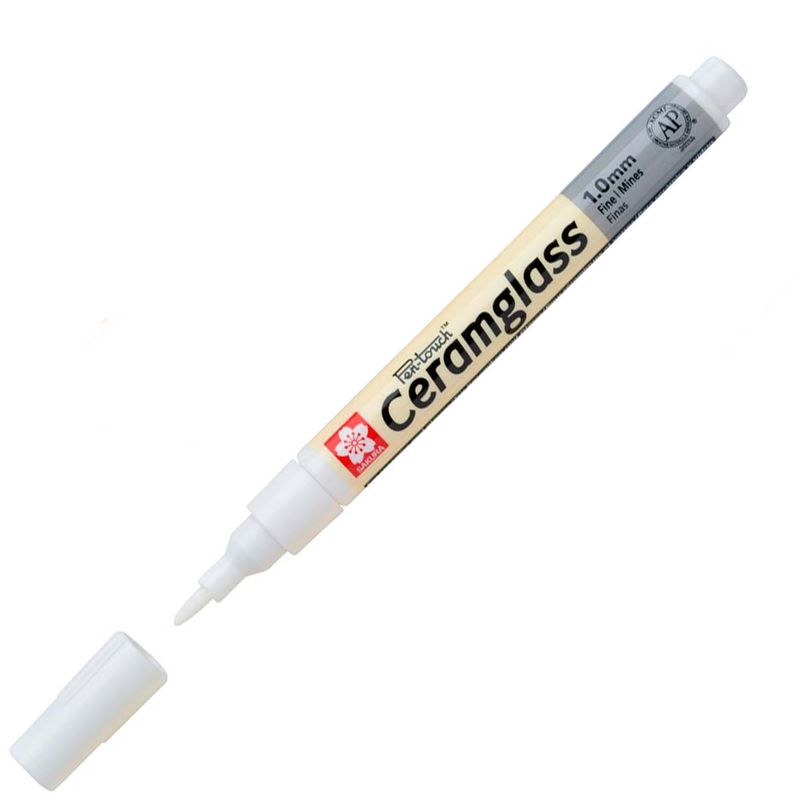 SAKURA - Ceramglass - Marcador para cerámica y vidrio 1mm Blanco