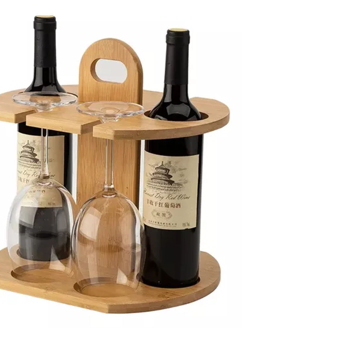 GENERICO - Porta Vinos Soporte Para Copas Y Botellas De Vino De Bambu