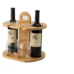 GENERICO - Porta Vinos Soporte Para Copas Y Botellas De Vino De Bambu