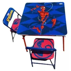 GENERICO - Set Mesa Plegable Con 2 Sillas Niños Azul y Rojo