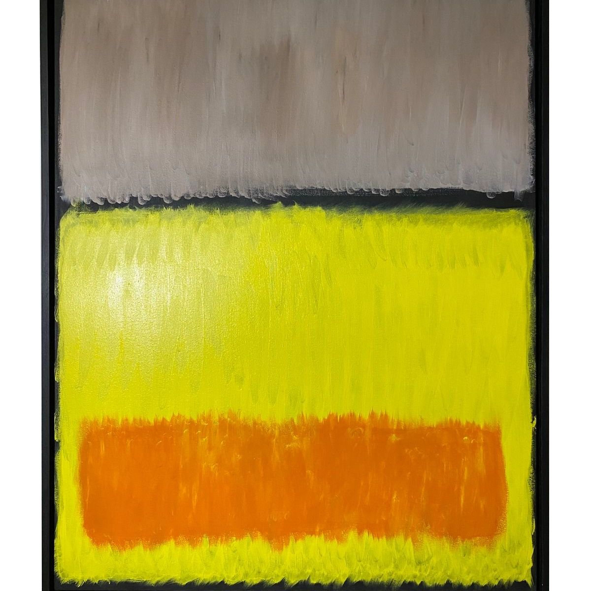 GENERICO - Cuadro Abstracto Color Block Naranja Amarillo Gris Acrílico Pintado A Mano Lienzo 90x70 cm