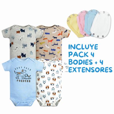 Imagen 2 del producto Pack 4 Unidades Extensor Body Bebé +Pack 4 Bodys Niño Cachorros