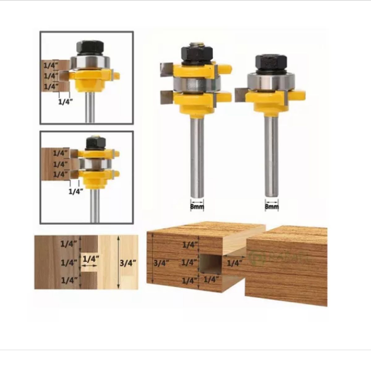 GENERICO - Fresas Tupi 1/4 Pulgada Para Ensamble - Fresadora, 2 Piezas