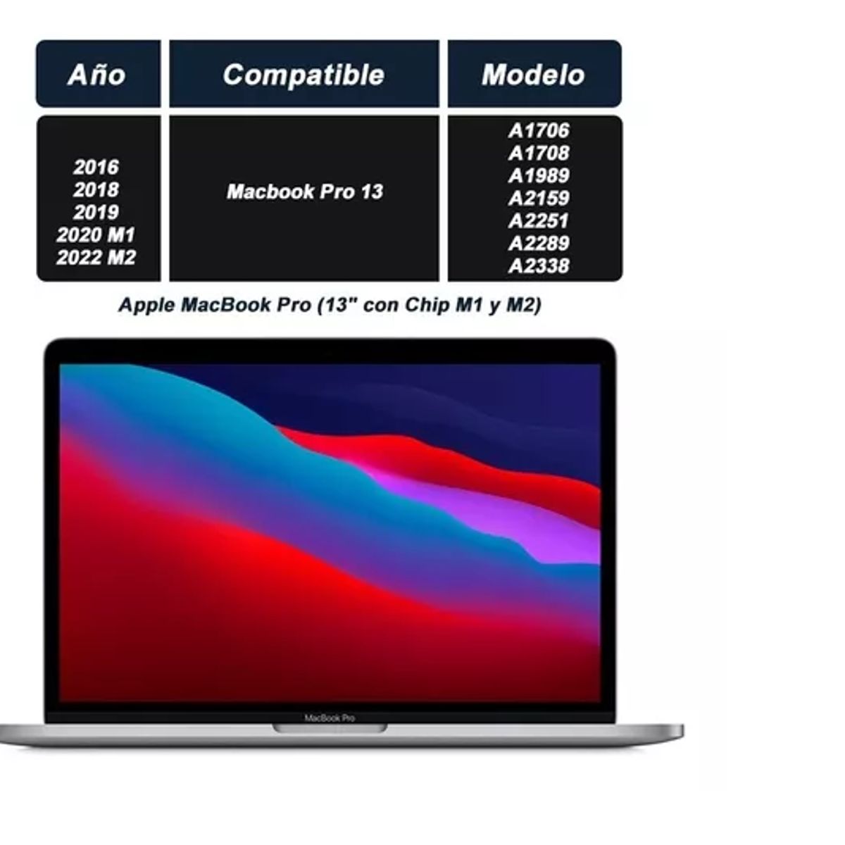 GENERICO - Funda Notebook Macbook M1 Air Pro Retina Touch Bar 13.3