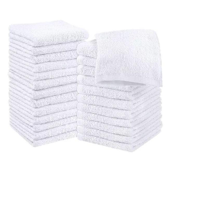GENERICO - Pack 12 Toallas Blanco Cuadrada De 25 X 25 Cm
