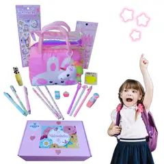 GENERICO - Pack lonchera térmica + estuche escolar y set de papelería kawaii