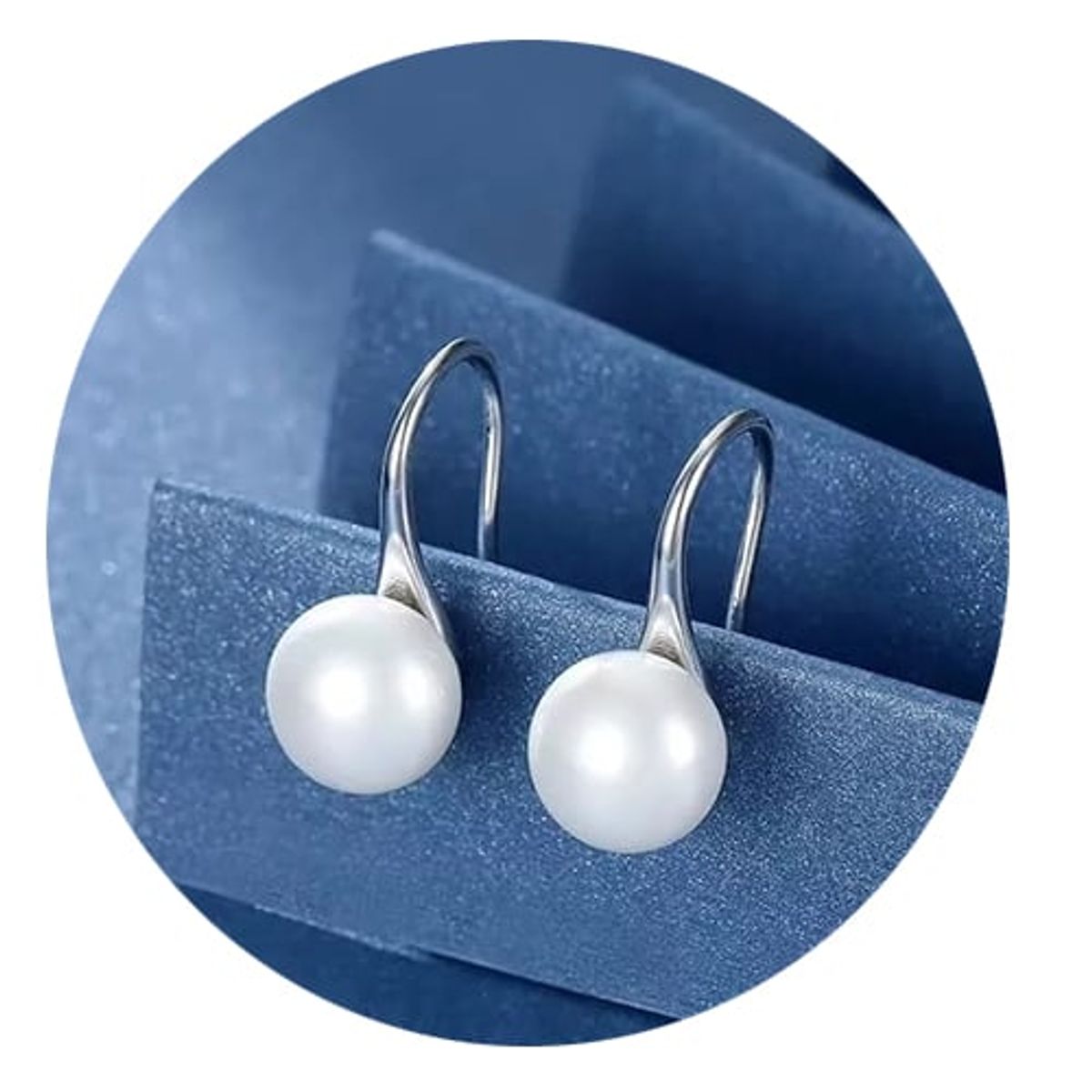 KUANGYE - Aros Perla Natural Plata Fina 925 Blanco Para Mujer