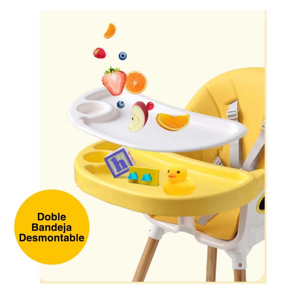 ACTUAL - Silla de Comer Para Bebé 2 En 1 Color Amarillo