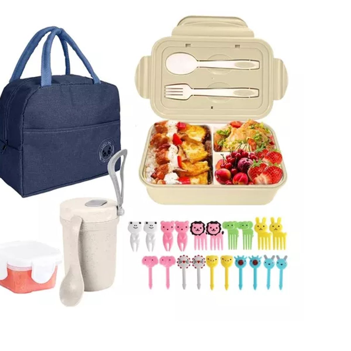 GENERICO - Bolso Lonchera Térmica Y Fiambrera Set Para Niños Adultos