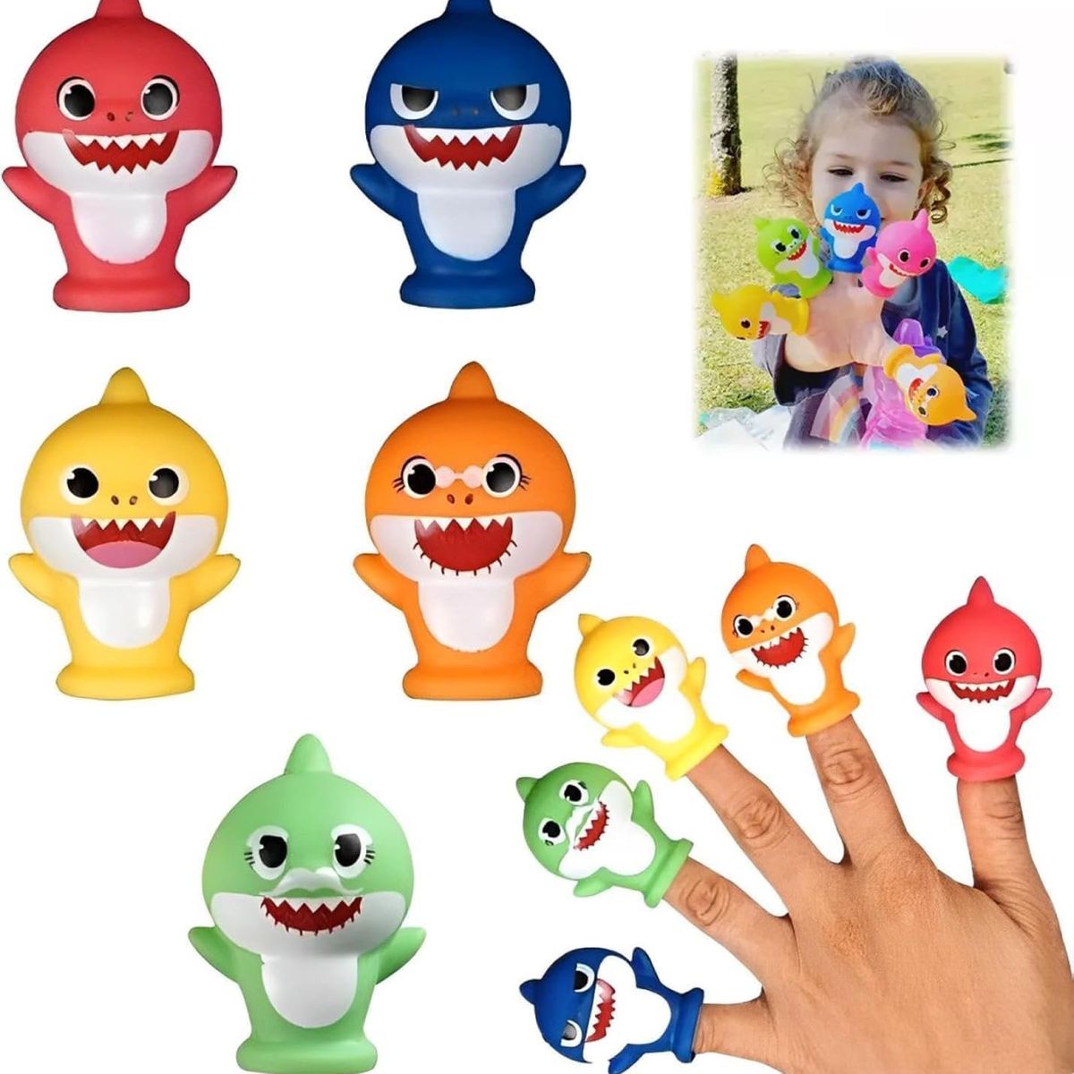 KUANGYE - Juguete De Baño Títeres Dedo Baby Shark 5 Piezas
