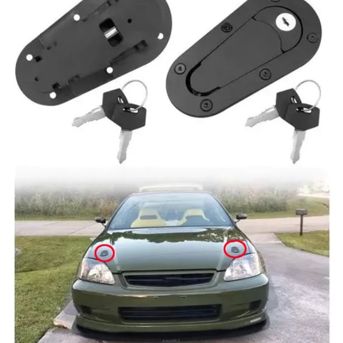 KUANGYE - Cerradura De Capota Empotrada Universal Con Llave D1