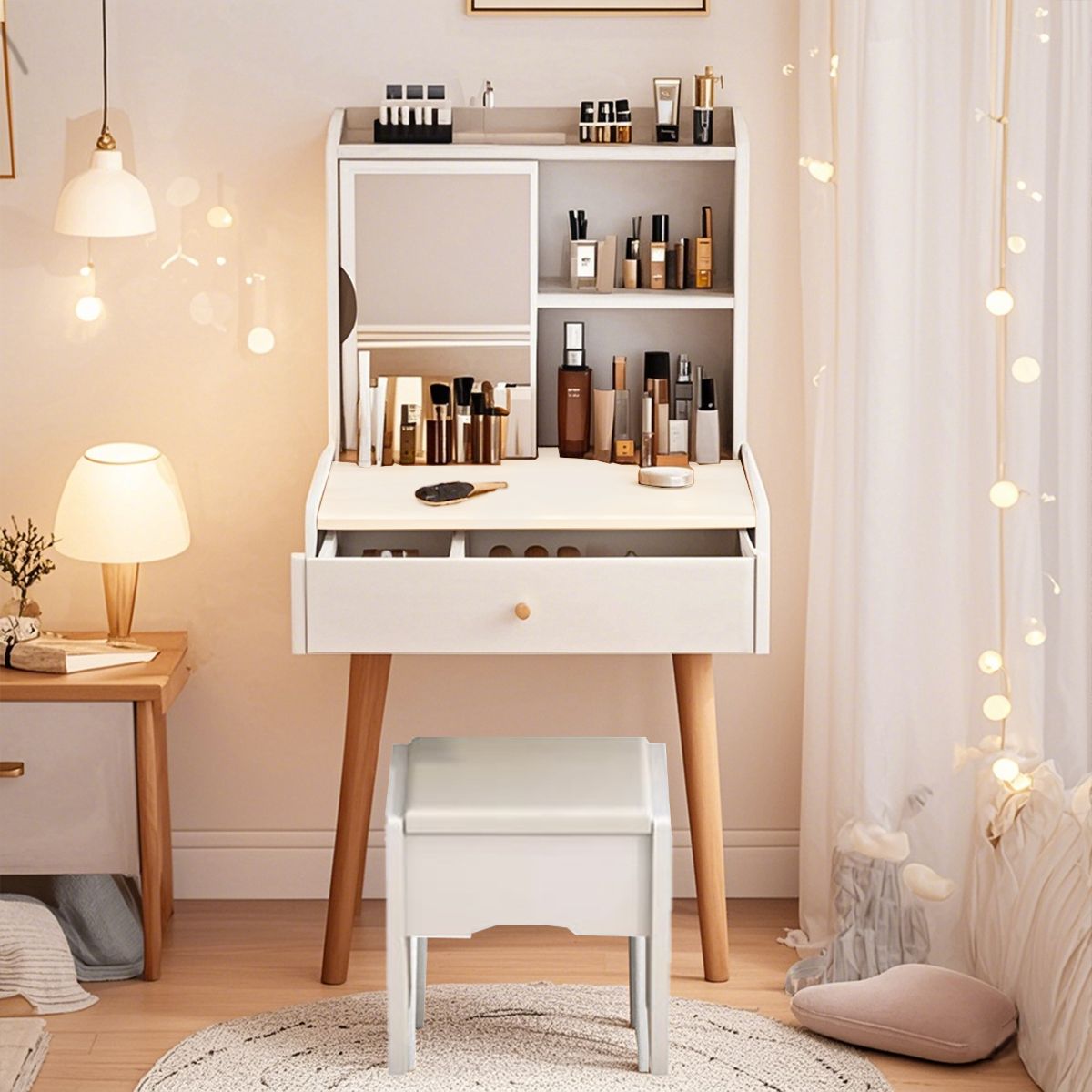 BITART - Tocadores Multifuncionales Dormitorio con Espejo y Lavado 131x40x60cm