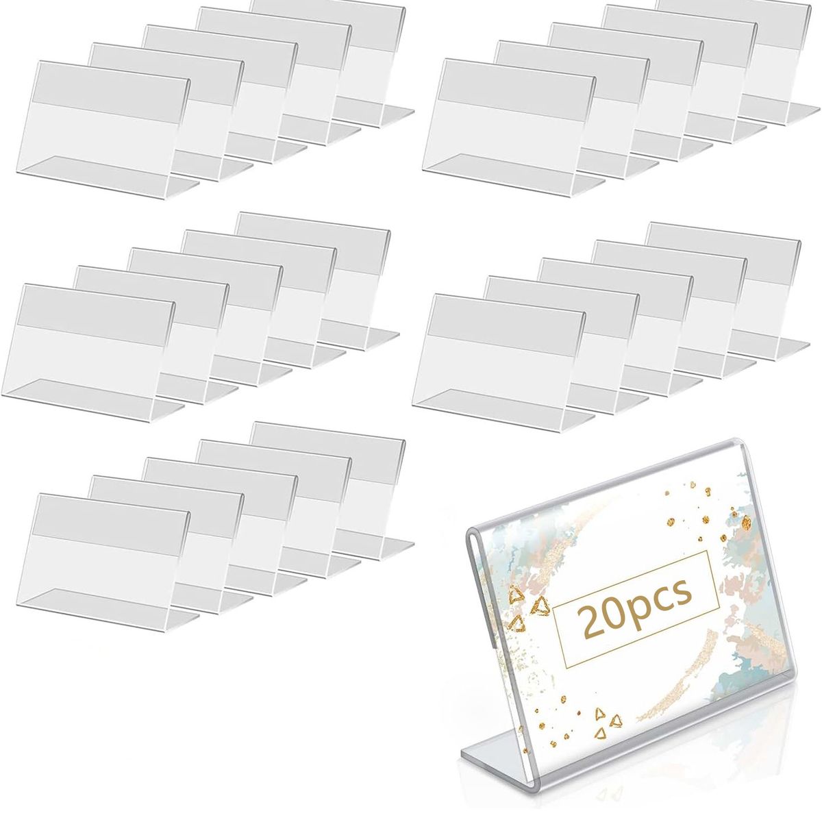 KUANGYE - Pack 20 Porta Precios De Acrilico Medida 9x6 Cm Ultra Claro