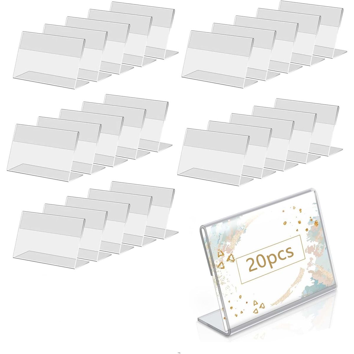 KUANGYE - Pack 20 Porta Precios De Acrilico Medida 9x6 Cm Ultra Claro