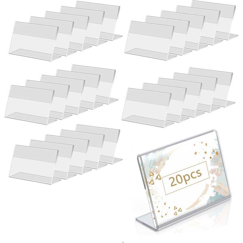 KUANGYE - Pack 20 Porta Precios De Acrilico Medida 9x6 Cm Ultra Claro
