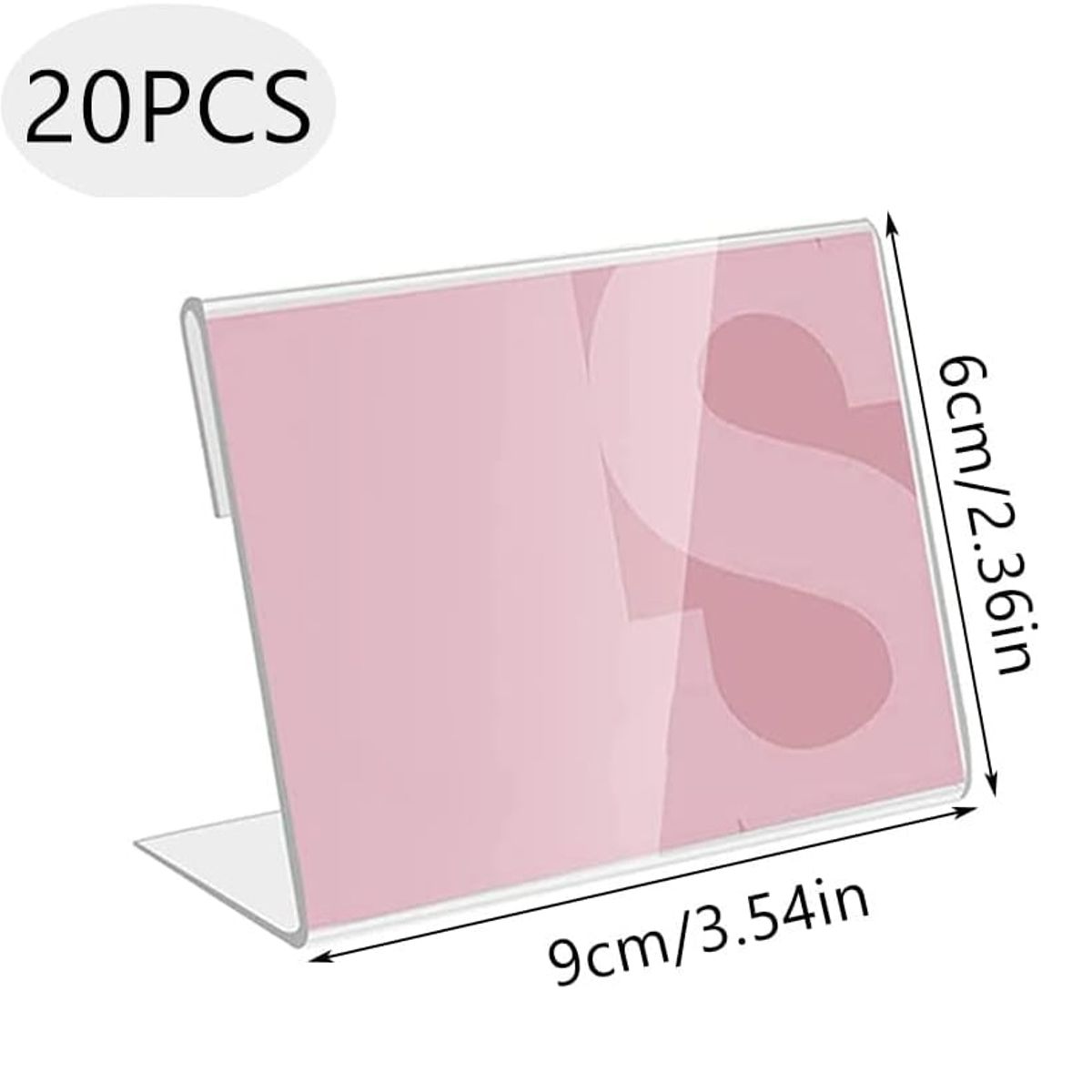 KUANGYE - Pack 20 Porta Precios De Acrilico Medida 9x6 Cm Ultra Claro