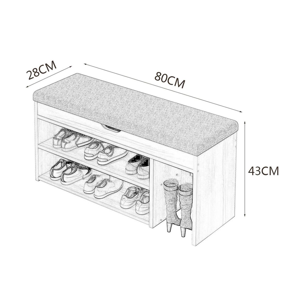 BITART - Zapatero organizador de zapatos con cajón y banco de organización