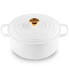 LE CREUSET - Cocotte Redonda Signature 28cm Pomo Oro White