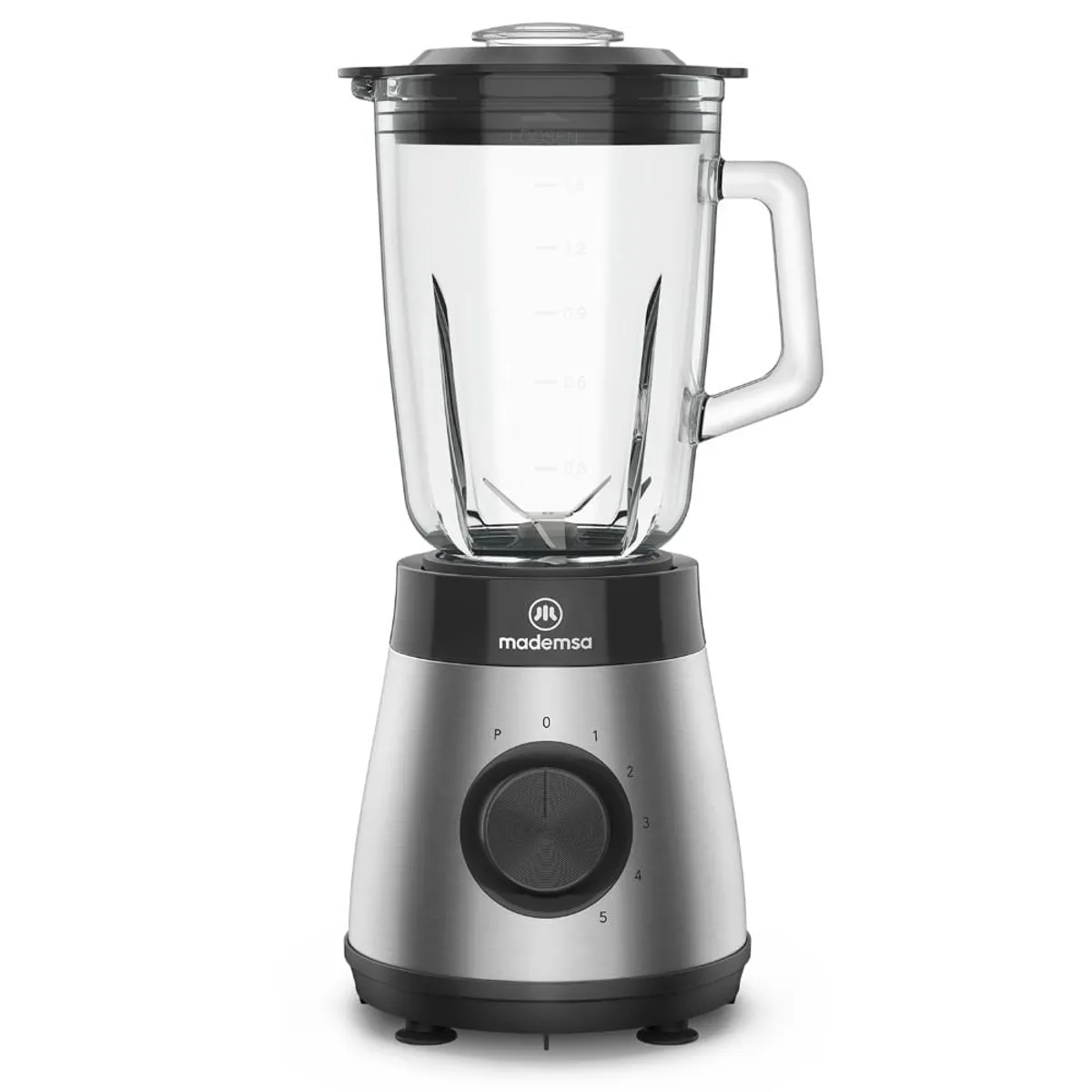 MADEMSA - Licuadora Mademsa 1,5L con Jarra de Vidrio y 5 velocidades 500W MBL50 Acero Inoxidable