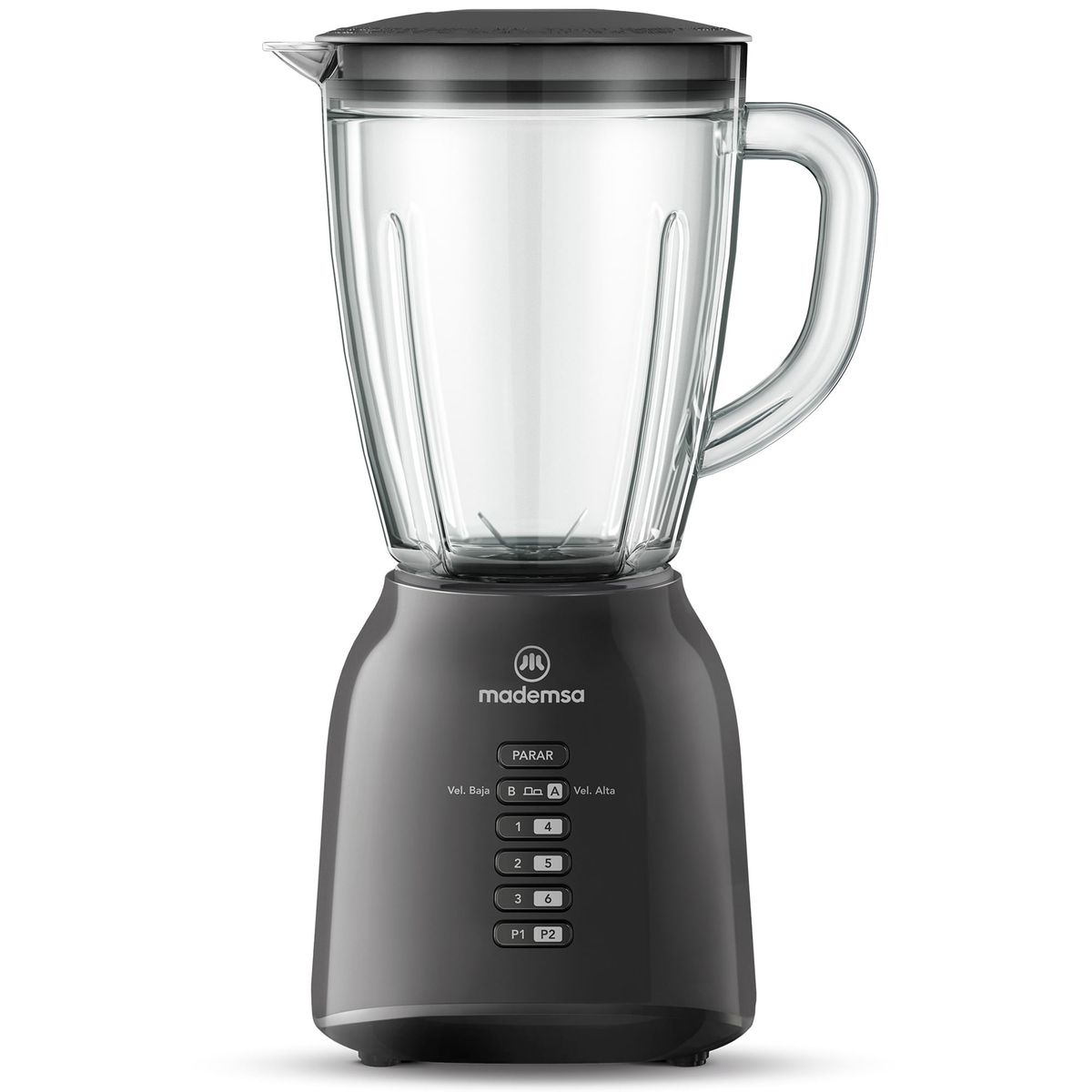 MADEMSA - Licuadora Mademsa 1,5L con Jarra de Vidrio y 6 velocidades 400W MBL40 Negra