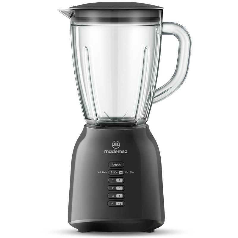 MADEMSA - Licuadora Mademsa 1,5L con Jarra de Vidrio y 6 velocidades 400W MBL40 Negra