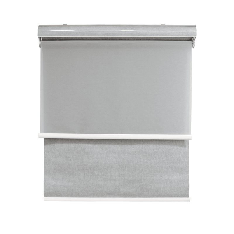 GUIZA - Cortina Roller Blackout 2 Paño 140x200 Doble Con Visillo y Cenefa