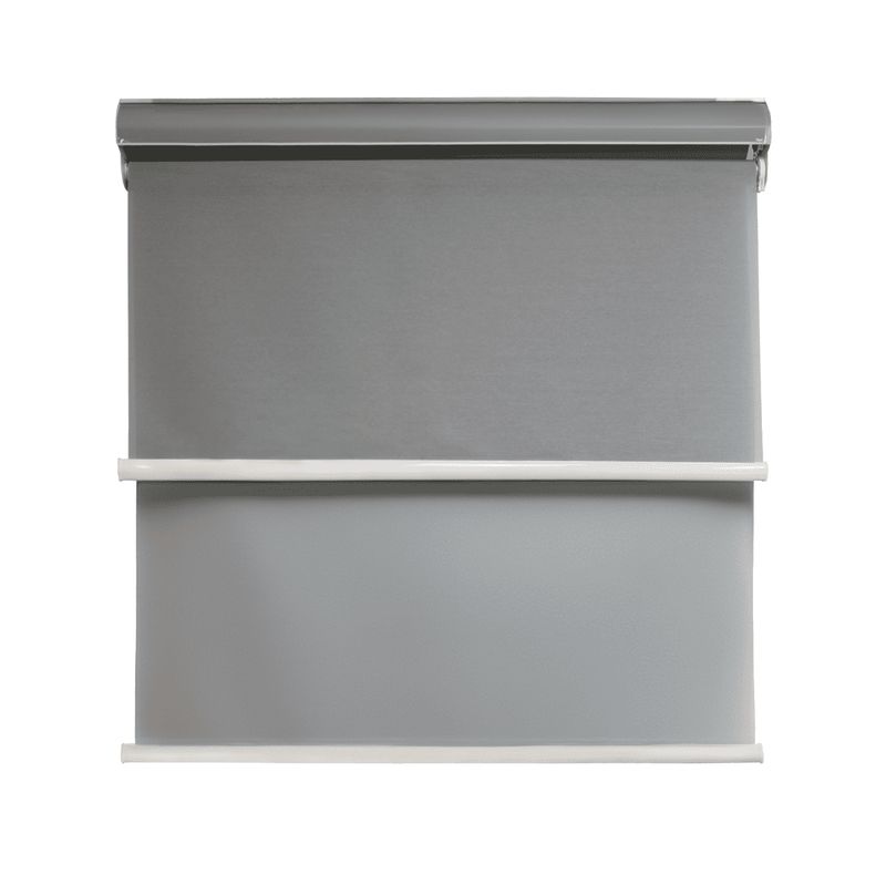 GUIZA - Cortina Roller Blackout 2 Paño 140x200 Doble Con Visillo y Cenefa