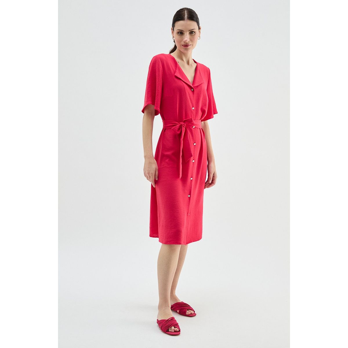 MA GRIFFE - Vestido Largo Fucsia Mujer Magriffe