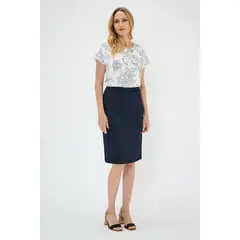 MA GRIFFE - Falda Larga Azul Marino Mujer Magriffe