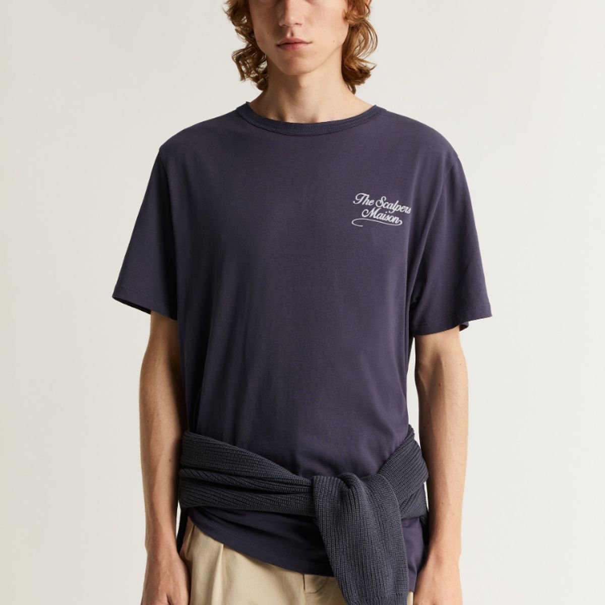 SCALPERS - Polera Detalle Cuello Costuras Navy
