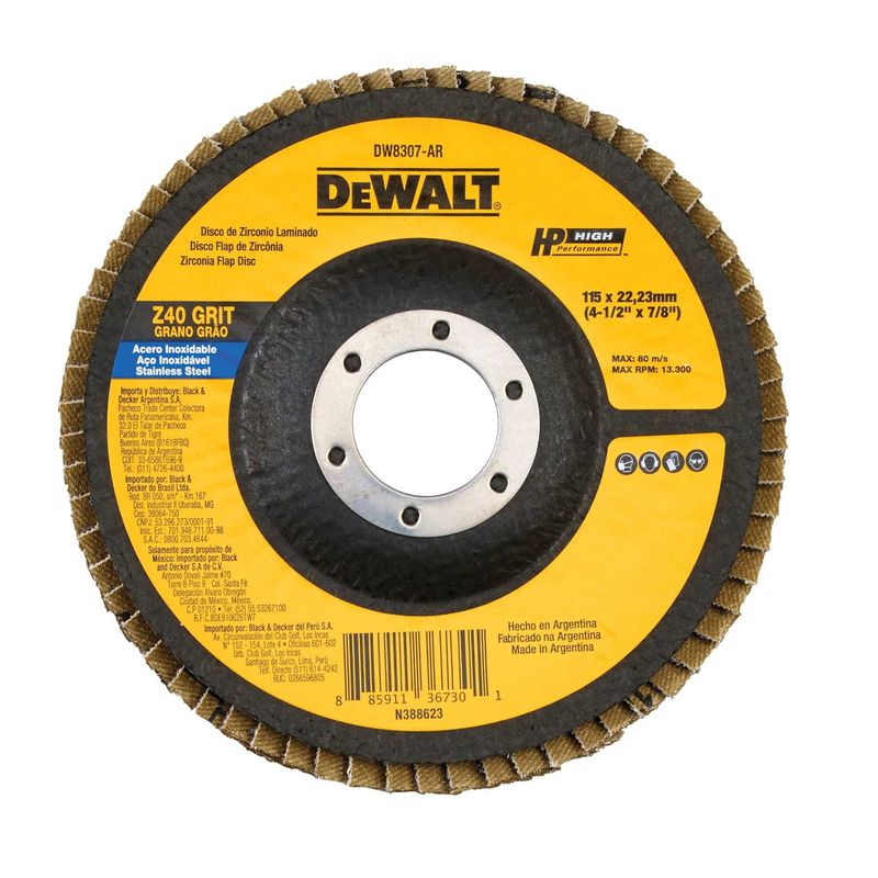 DEWALT - Disco acero inoxidable 4-1/2” grano 40 DEWALT DW8307-BR