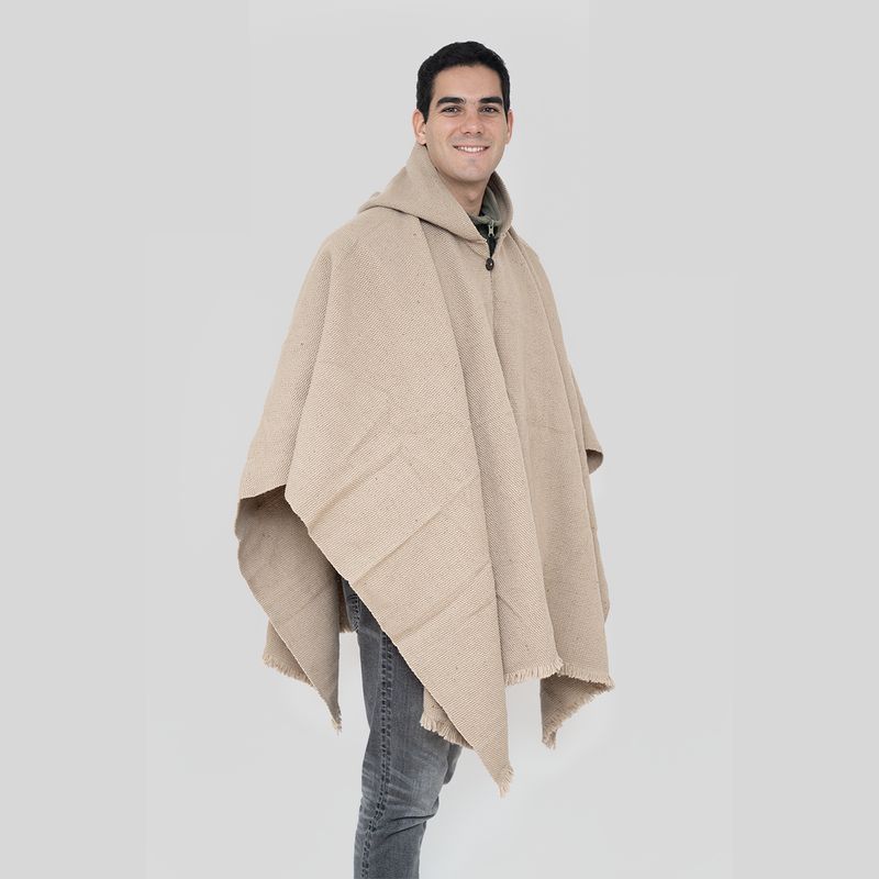 TRAUKO - Poncho Hombre Lana Negro Trauko